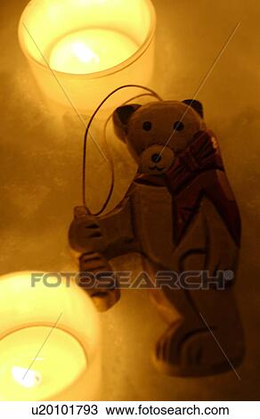 Bear decoration and candles View Large Photo Image Stock Image - Bear decoration and candles. Fotosearch