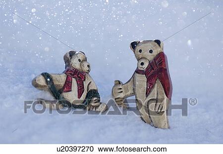 Stock Image - Bear decorations in snow. Fotosearch