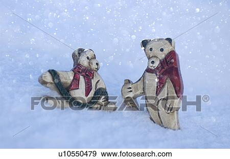 Stock Photo - Bear decorations in snow. Fotosearch