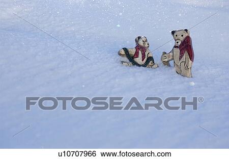 Bear decorations in snow View Large Photo Image Stock Photograph - Bear decorations in snow. Fotosearch