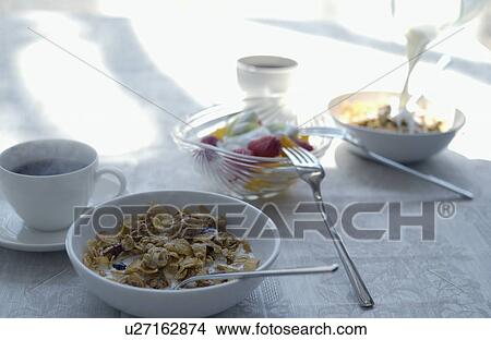 Breakfast with cereal and fruits View Large Photo Image Picture - Breakfast with cereal and fruits . Fotosearch