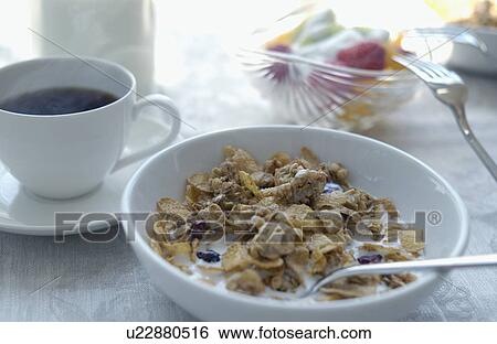 Breakfast with cereal and fruits View Large Photo Image Stock Photograph - Breakfast with cereal and fruits . Fotosearch