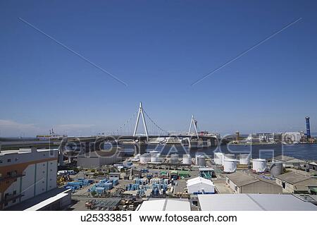 Bridge Acrossing Bay in Osaka View Large Photo Image Stock Image - Bridge Acrossing Bay in Osaka. Fotosearch