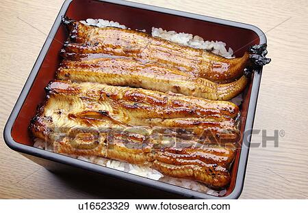 Broiled eel on rice in box View Large Photo Image Stock Photo - Broiled eel on rice in box. Fotosearch