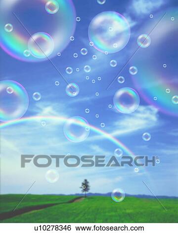 Bubble, Green Field and Blue Sky View Large Photo Image Stock Photograph - Bubble, Green Field and Blue Sky. Fotosearch
