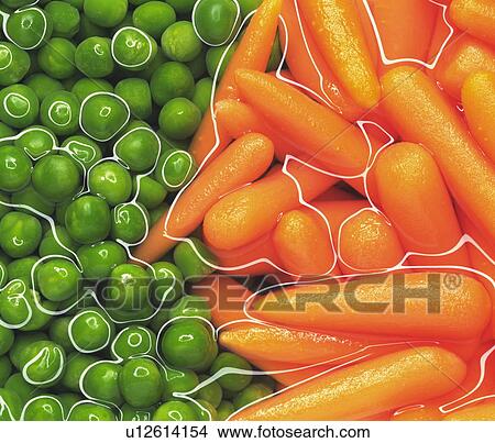 Carrots and green peas, close up, full frame View Large Photo Image Picture - Carrots and green peas, close up, full frame. Fotosearch