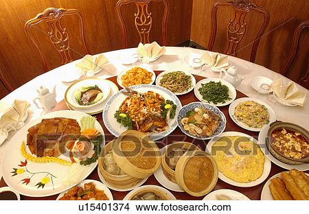 Picture - Chinese dishes on table. Fotosearch