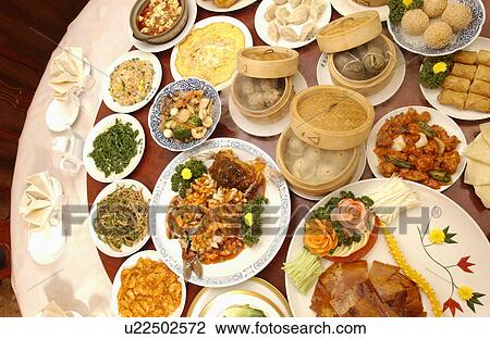 Stock Image - Chinese dishes on table. Fotosearch