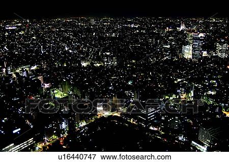 Cityscape at night, Tokyo Prefecture, Honshu, Japan View Large Photo Image Stock Photo - Cityscape at night, Tokyo Prefecture, Honshu, Japan. Fotosearch
