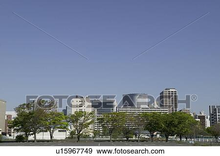 Cityscape under blue sky, copy space, Tokyo prefecture, Japan View Large Photo Image Stock Photo - Cityscape under blue sky, copy space, Tokyo prefecture, Japan. Fotosearch