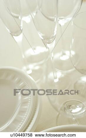 Clean plates and glasses, white background View Large Photo Image Stock Photo - Clean plates and glasses, white background. Fotosearch