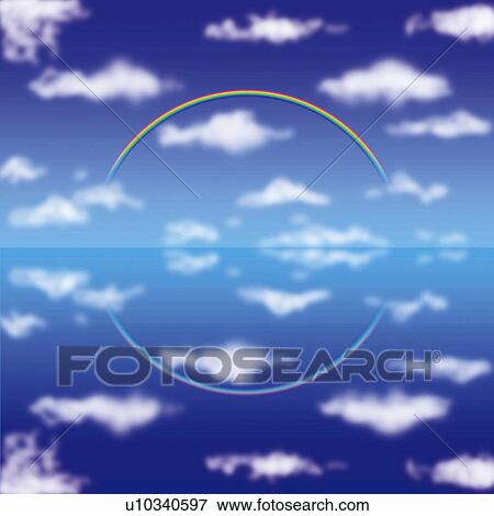 Clouds and rainbow in blue sky, computer graphic View Large Photo Image Stock Photo - Clouds and rainbow in blue sky, computer graphic. Fotosearch