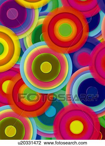 Stock Image - Colorful circles, computer graphic, full frame. Fotosearch