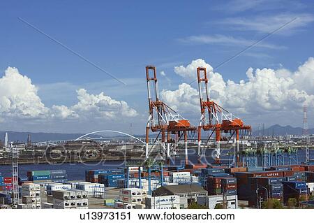 Cranes at Port View Large Photo Image Stock Image - Cranes at Port. Fotosearch