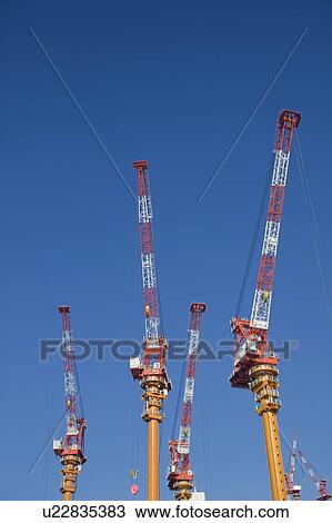 Cranes Under Blue Sky View Large Photo Image Stock Image - Cranes Under Blue Sky. Fotosearch