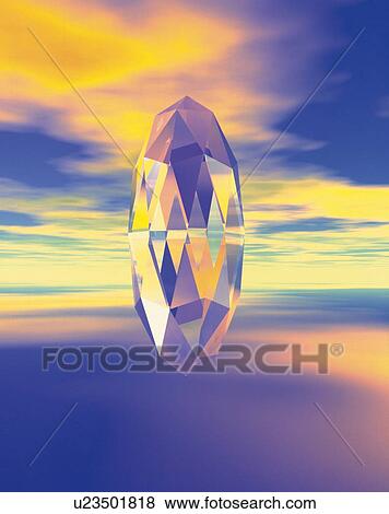 Stock Photo - Crystal floating in sky. Fotosearch