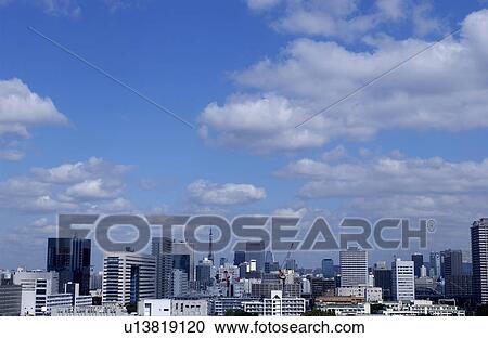 Down Town Tokyo Under Blue Sky View Large Photo Image Stock Image - Down Town Tokyo Under Blue Sky. Fotosearch