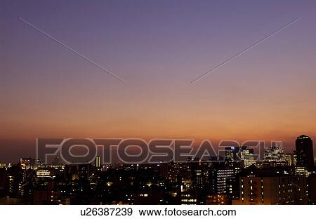 Down Town Tokyo Under Evening Glow View Large Photo Image Stock Photo - Down Town Tokyo Under Evening Glow. Fotosearch