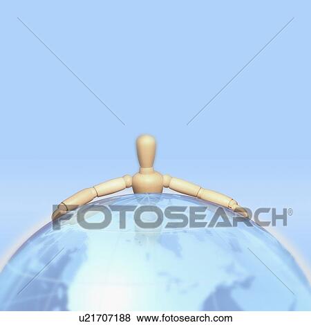 Figurine hugging globe View Large Photo Image Stock Photo - Figurine hugging globe. Fotosearch