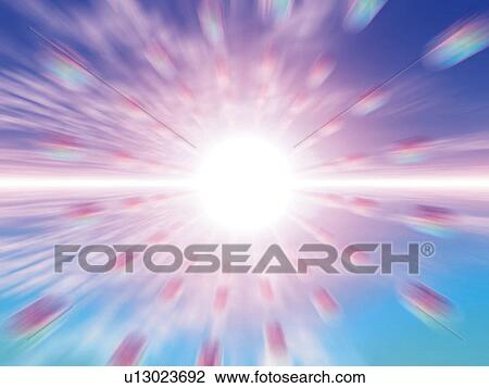 Stock Image - Flash of light, computer graphic, blurred motion. Fotosearch