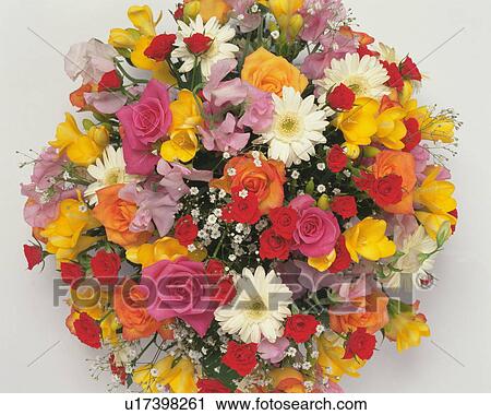 Stock Image - Flower bouquet, white background. Fotosearch