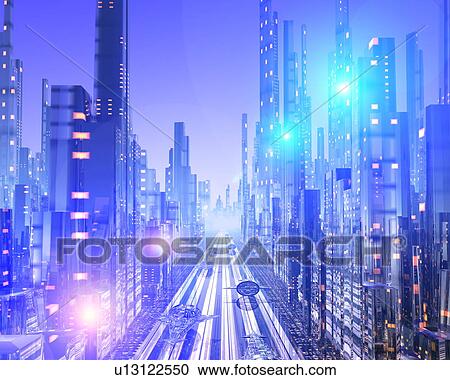 Futuristic city View Large Photo Image Stock Image - Futuristic city. Fotosearch