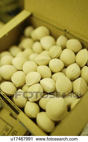 Stock Image - Ginkgo nuts in cardboard box. Fotosearch