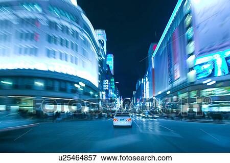 Ginza at night, Tokyo Prefecture, Honshu, Japan View Large Photo Image Stock Photo - Ginza at night, Tokyo Prefecture, Honshu, Japan. Fotosearch