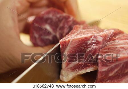 Hand cutting meat View Large Photo Image Stock Image - Hand cutting meat. Fotosearch
