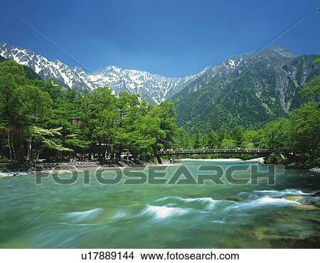 Hida mountains and river, Nagano Prefecture, Honshu, Japan View Large Photo Image Picture - Hida mountains and river, Nagano Prefecture, Honshu, Japan. Fotosearch
