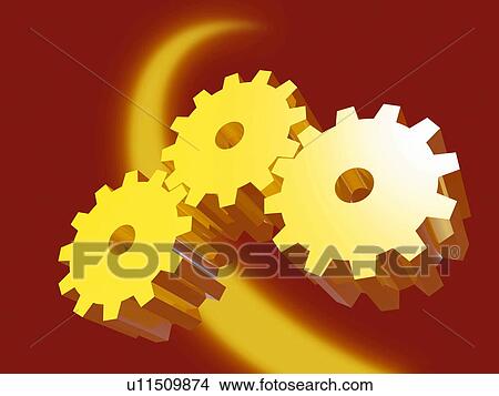 Picture - Image of gear wheels, computer graphic. Fotosearch