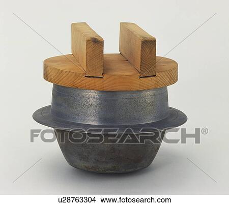 Picture - Iron cauldron, white background. Fotosearch