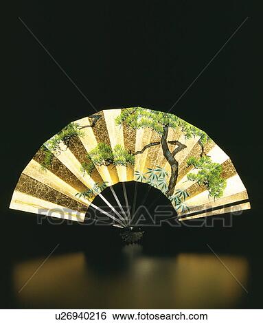 Japanese folding fan, black background View Large Photo Image Stock Photograph - Japanese folding fan, black background. Fotosearch