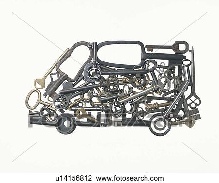 Stock Image - Keys shaped into a van. Fotosearch
