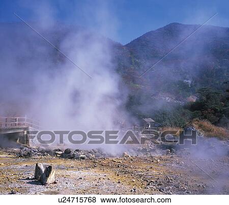 Land in steam, Unzen city, Nagasaki prefecture, Japan View Large Photo Image Stock Photo - Land in steam, Unzen city, Nagasaki prefecture, Japan. Fotosearch