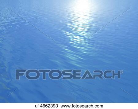 Stock Image - Light on blue, computer graphic, full frame. Fotosearch