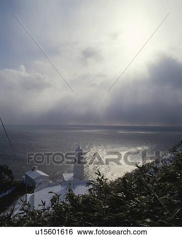 Lighthouse at Cape Chikiu, Muroran city, Hokkaido prefecture, Japan View Large Photo Image Stock Photograph - Lighthouse at Cape Chikiu, Muroran city, Hokkaido prefecture, Japan . Fotosearch