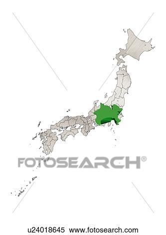 Map of Japan with Kanagawa Prefecture highlighted in green View Large Photo Image Stock Photography - Map of Japan with Kanagawa Prefecture highlighted in green. Fotosearch