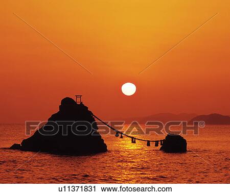 Meoto rocks in the morning, Futami town, Mie prefecture, Japan View Large Photo Image Stock Image - Meoto rocks in the morning, Futami town, Mie prefecture, Japan. Fotosearch
