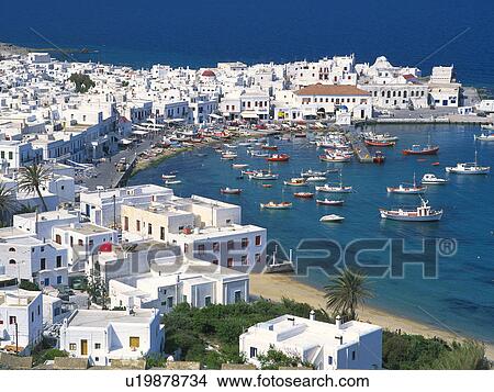 Mykonos Harbor, Mykonos Island, Greece View Large Photo Image Picture - Mykonos Harbor, Mykonos Island, Greece. Fotosearch