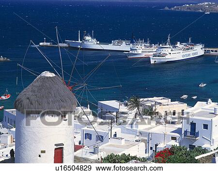 Mykonos island, Greece View Large Photo Image Stock Photo - Mykonos island, Greece. Fotosearch