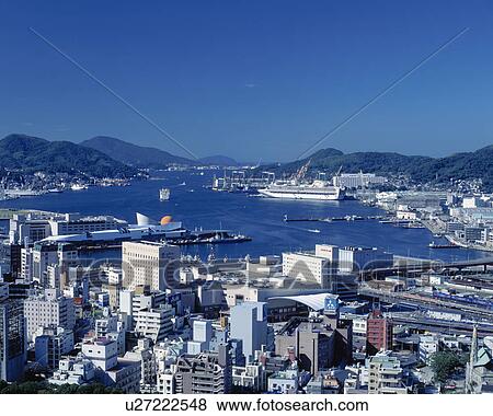 Nagasaki port, Japan View Large Photo Image Stock Photo - Nagasaki port, Japan. Fotosearch