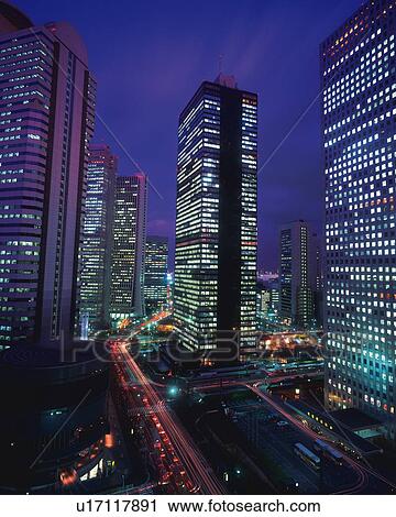 Office buildings in the night, long exposure, Tokyo prefecture, Japan View Large Photo Image Stock Image - Office buildings in the night, long exposure, Tokyo prefecture, Japan. Fotosearch