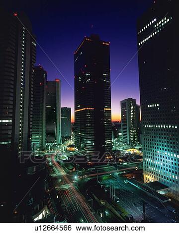 Office buildings, long exposure, Tokyo prefecture, Japan View Large Photo Image Stock Photograph - Office buildings, long exposure, Tokyo prefecture, Japan. Fotosearch