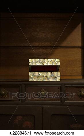 Opened box on cabinet View Large Photo Image Stock Image - Opened box on cabinet. Fotosearch