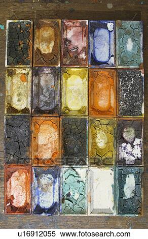 Stock Photography - Paint on pallet, close up. Fotosearch