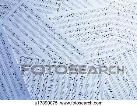 Stock Photography - Pile of sheet music, full frame. Fotosearch