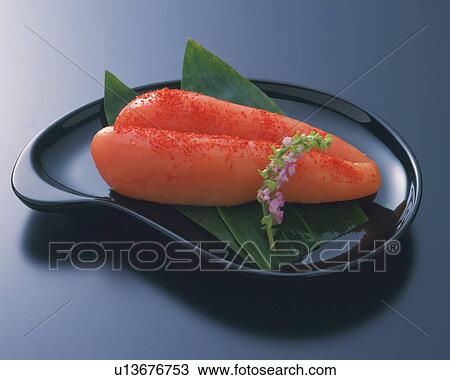 Plate of salted cod roe, black background View Large Photo Image Stock Image - Plate of salted cod roe, black background. Fotosearch