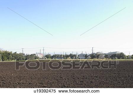 Stock Photography - Plowed field, Tokyo Prefecture, Honshu Japan. Fotosearch
