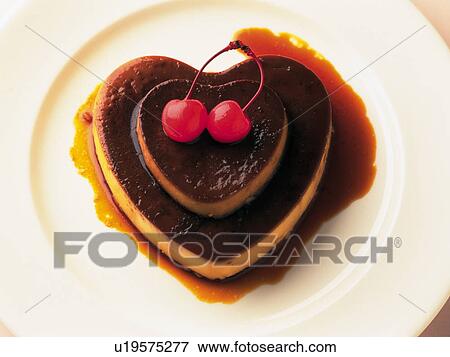 Stock Photo - Pudding in shape of heart. Fotosearch